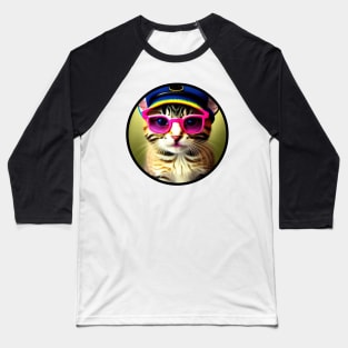 Gatito con gorro y gafas Baseball T-Shirt